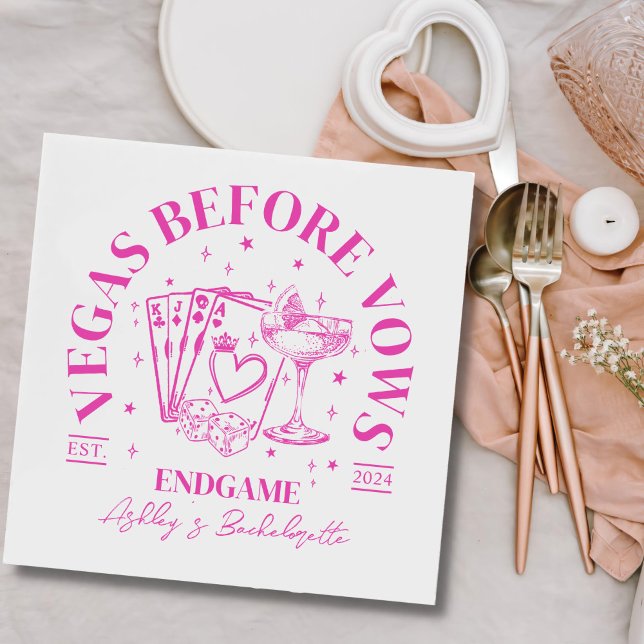 Retro Cocktails Pink Bachelorette Party Napkin (Creator Uploaded)