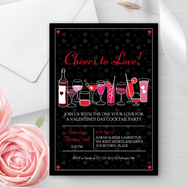 Retro Cocktails Valentines Day Party Invitation (Creator Uploaded)