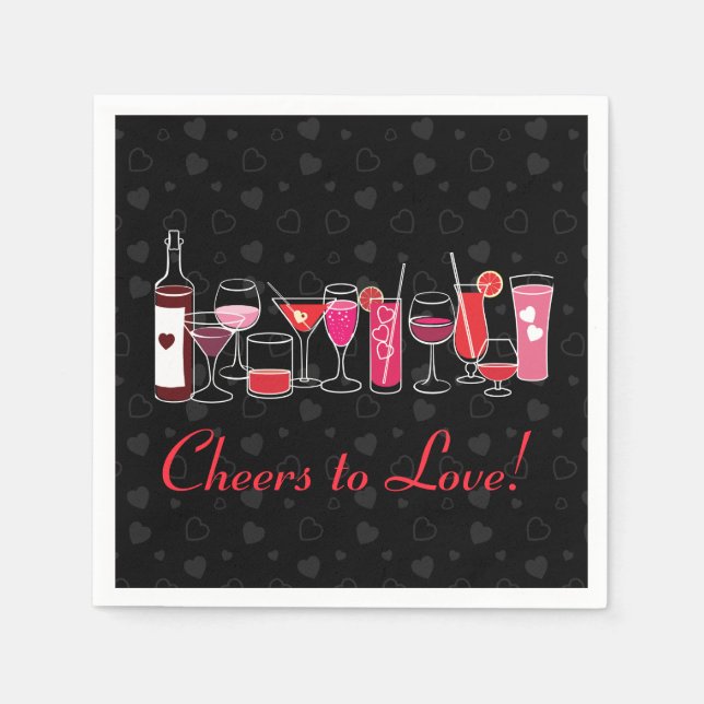 Retro Cocktails Valentines Day Party Napkin (Front)