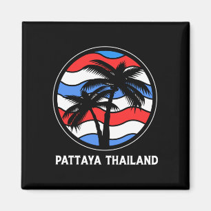 Retro coco palm tree tropical beach pattaya magnet