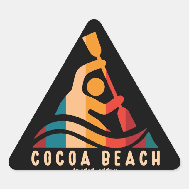 Retro Cocoa Beach Kayaking Triangle Sticker (Front)