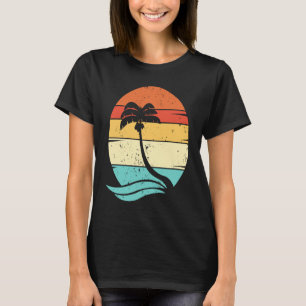 Retro Coconut Tree Vintage Sunset Palm Beach For H T-Shirt