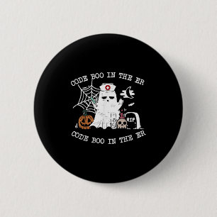 Retro Code Boo In The Er Icu Nurses Ghost Hallowee 6 Cm Round Badge