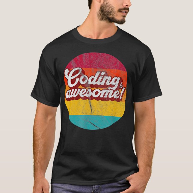 Retro Coding is Awesome  Medical Coder  T-Shirt (Front)