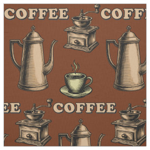 Retro Coffee Cafe Pattern Fabric