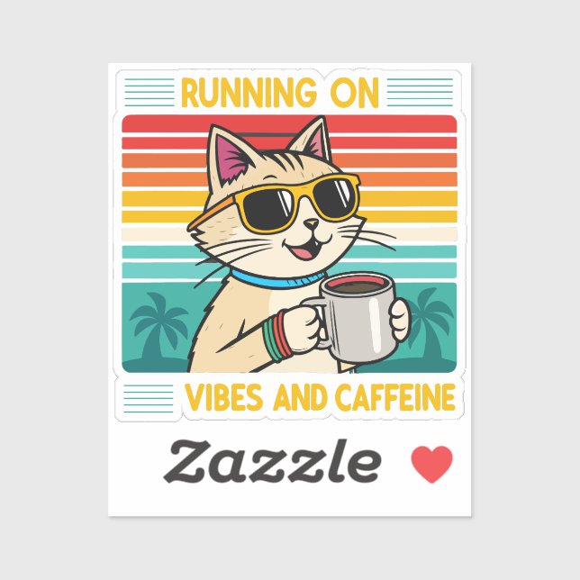 Retro Coffee Cat Vibes - Funny Caffeine Lover (Sheet)