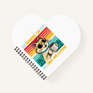 Retro Coffee Cat Vibes - Funny Caffeine Lover Notebook