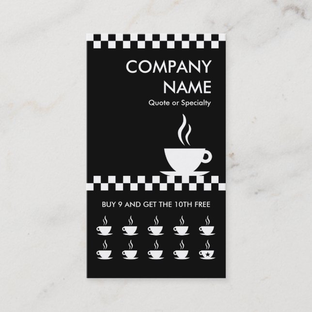 retro coffee checkers punchcard loyalty card (Front)