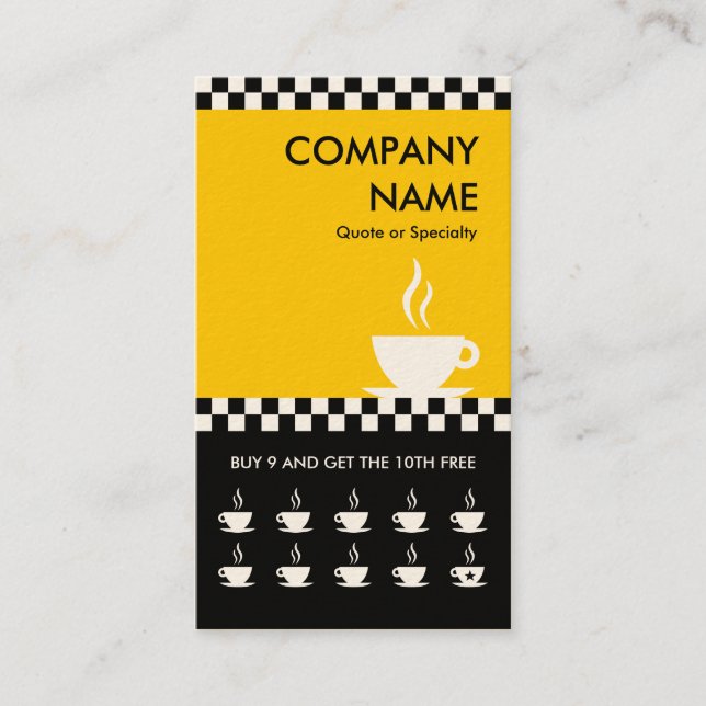 retro coffee checkers punchcard loyalty card (Front)