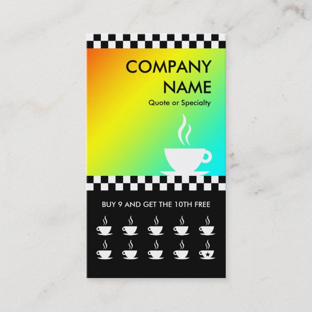 retro coffee checkers punchcard loyalty card (Front)