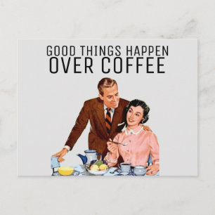 RETRO COFFEE COUPLE 1950s POSTCARD
