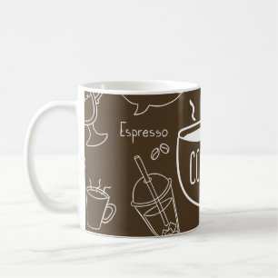 Retro Coffee Cup Pattern Mug – Perfect for Barista