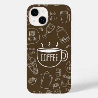 Retro Coffee Cup Pattern Mug – Perfect for Barista Case-Mate iPhone 14 Case