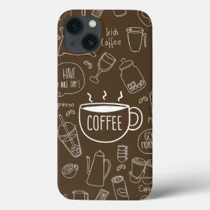 Retro Coffee Cup Pattern Mug – Perfect for Barista iPhone 13 Case