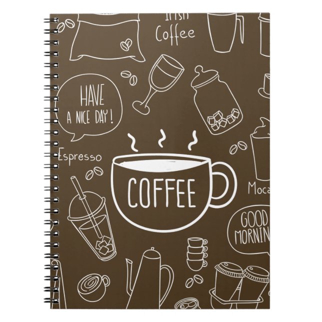Retro Coffee Cup Pattern Mug – Perfect for Barista Notebook (Front)