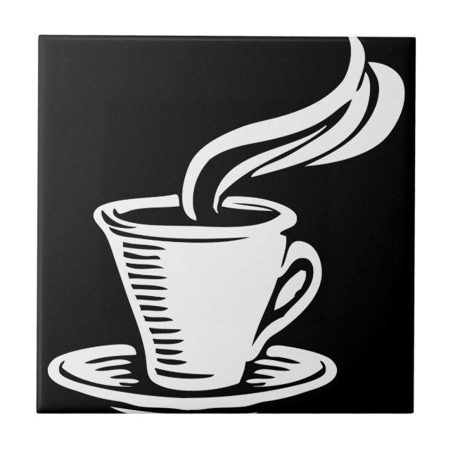 Retro Coffee Cup & Saucer Ceramic Tile (Front)