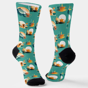 Retro Coffee Cups and Coffee Pots Socks