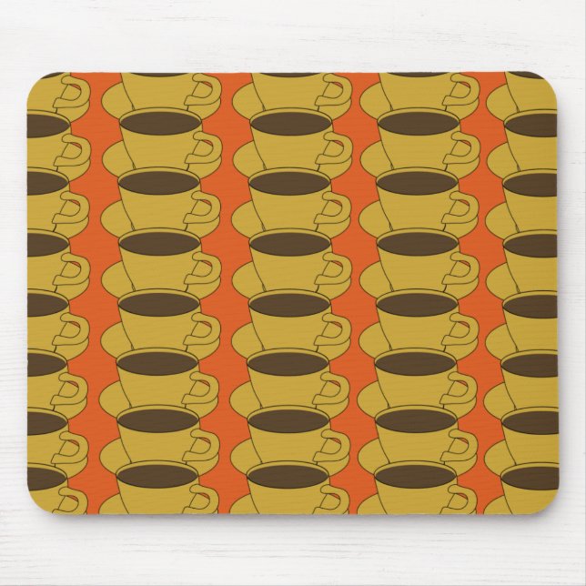 Retro Coffee Cups on orange mousepad (Front)
