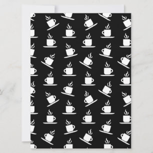 Retro Coffee Cups Print Pattern Coffee Mugs Black Holiday Card