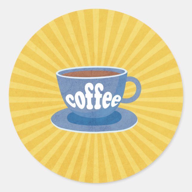 Retro Coffee Design Classic Round Sticker (Front)