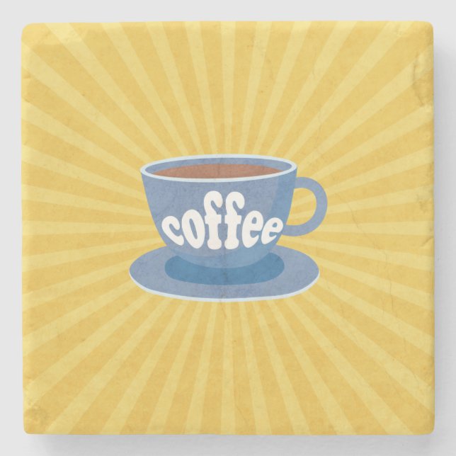 Retro Coffee Design Stone Coaster (Front)