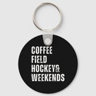 Retro Coffee Field Hockey And Weekends Funny Hocke Key Ring