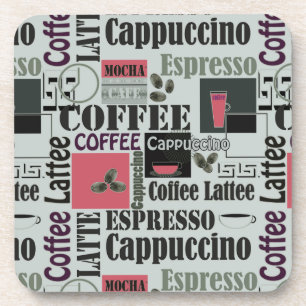 retro coffee kitchen pattern for espresso latte coaster