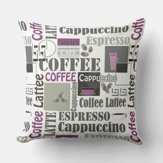 retro coffee kitchen pattern for espresso latte  cushion (Front)