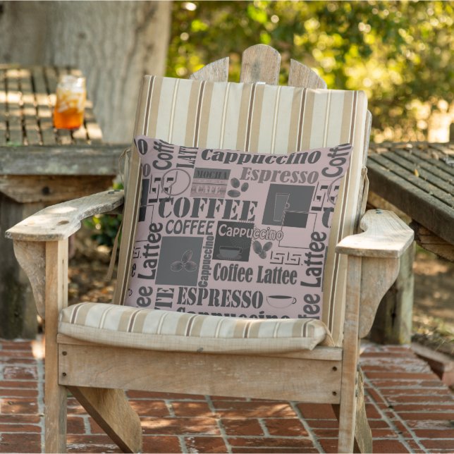 retro coffee kitchen pattern for espresso latte  cushion (Chair)