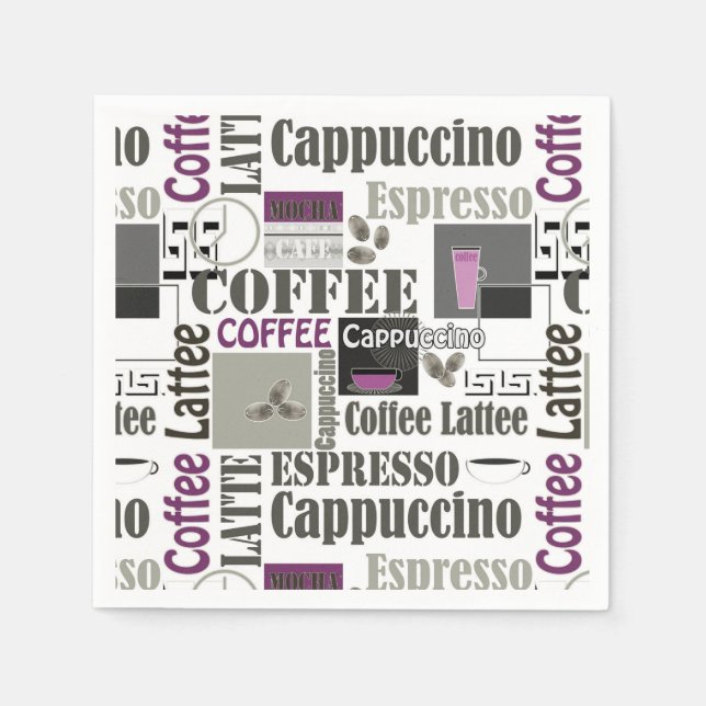 retro coffee kitchen pattern for espresso latte  napkin (Front)