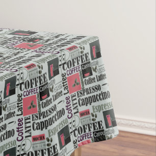 retro coffee kitchen pattern for espresso latte tablecloth