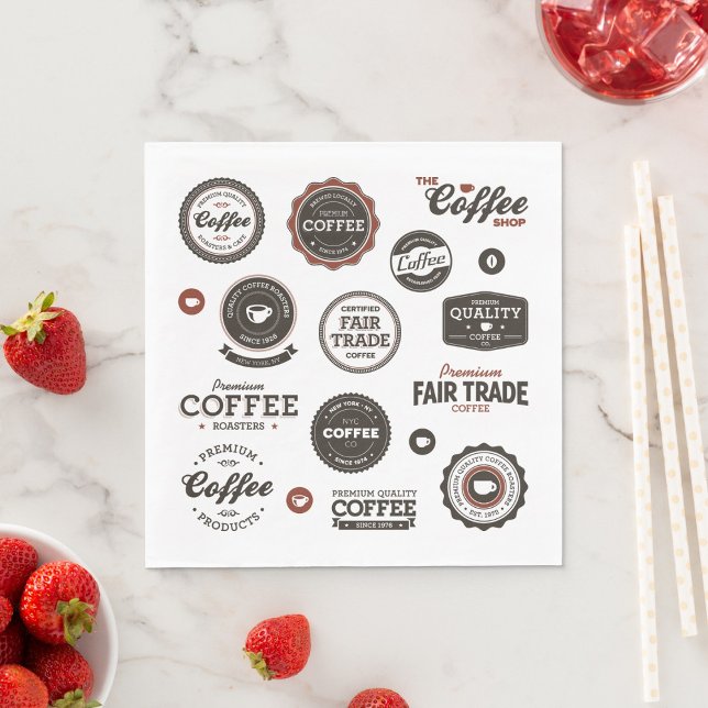 Retro Coffee Labels Napkins (Creator Uploaded)