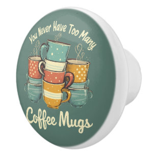 Retro Coffee Mug Stack Illustration Ceramic Knob