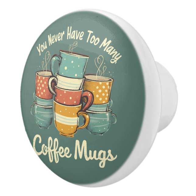 Retro Coffee Mug Stack Illustration Ceramic Knob (Right)