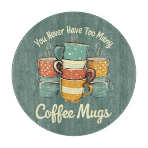 Retro Coffee Mug Stack Illustration Cutting Board