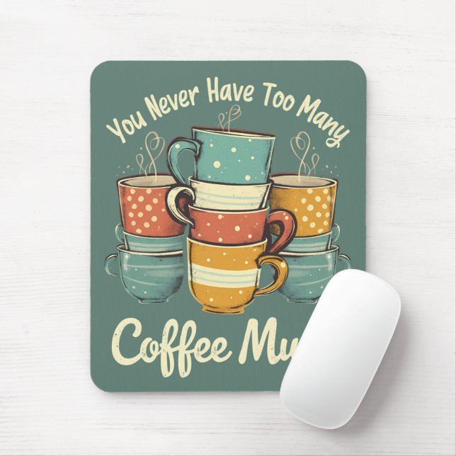 Retro Coffee Mug Stack Illustration Mouse Pad (With Mouse)