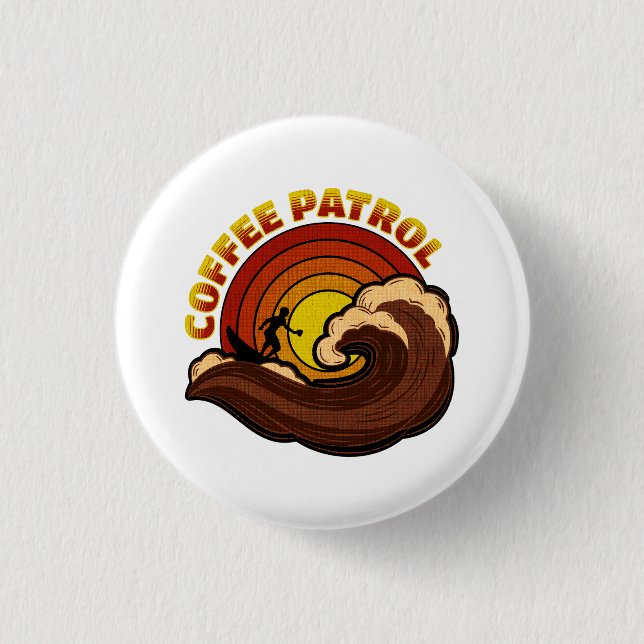 Retro Coffee Patrol 3 Cm Round Badge (Front)