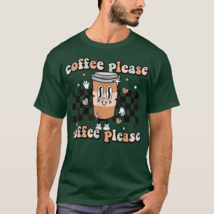 Retro Coffee Please Happy Face Hippie Groovy T-Shirt