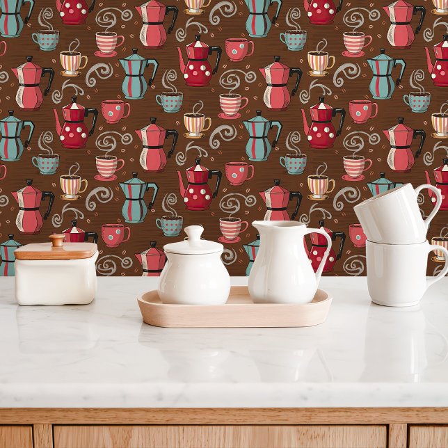 Retro Coffee Pot and Mugs Wallpaper (Creator Uploaded)