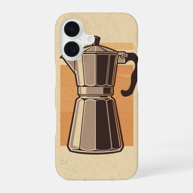 Retro Coffee Pot / Retro Coffee Maker iPhone 16 Case (Back)
