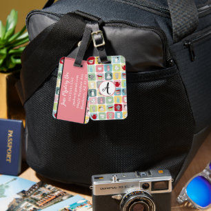 Retro Coffee Pots and Cups Pattern Luggage Tag