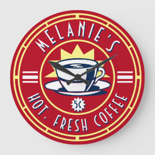 Retro Coffee Shop Café Diner Template Large Clock