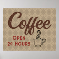 Retro Coffee Shop Sign Art 