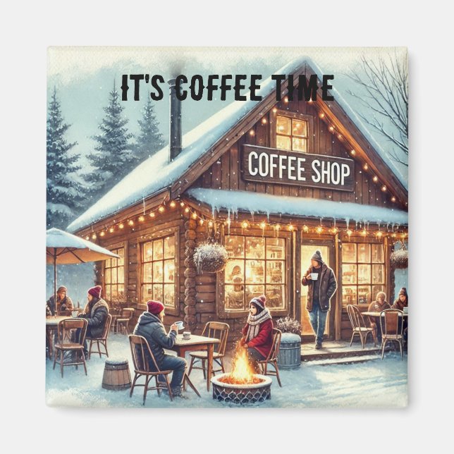 Retro Coffee Shop Vibes Magnet (Front)