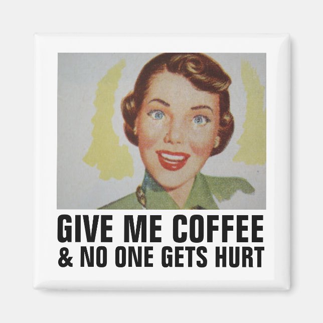 RETRO COFFEE WOMAN MAGNET  (Front)