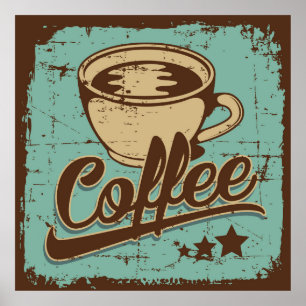retro coffee word art Poster