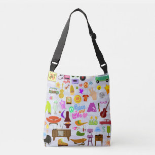Retro Collage Illustrated Nostalgia Flashback Crossbody Bag