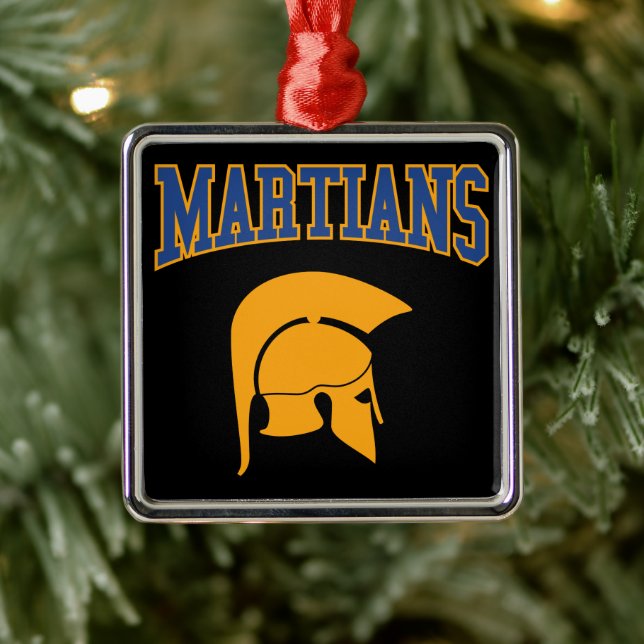 Retro College Blue Orange Martians Sport Metal Ornament (Tree)