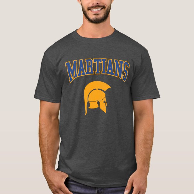 Retro College Blue Orange Martians Sport T-Shirt (Front)