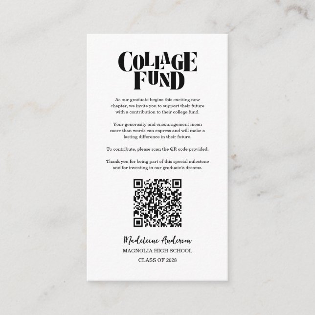 Retro College Fund Graduation Black Chequerboard Enclosure Card (Front)